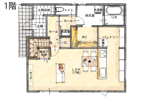 デザイナーズハウス木屋の参考プラン間取り1階